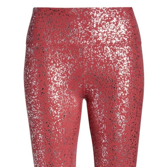 Sweaty Betty Goddess 7/8 Workout Leggings Pink Terrazzo Red High Waist NWT Shine - Picture 5 of 9